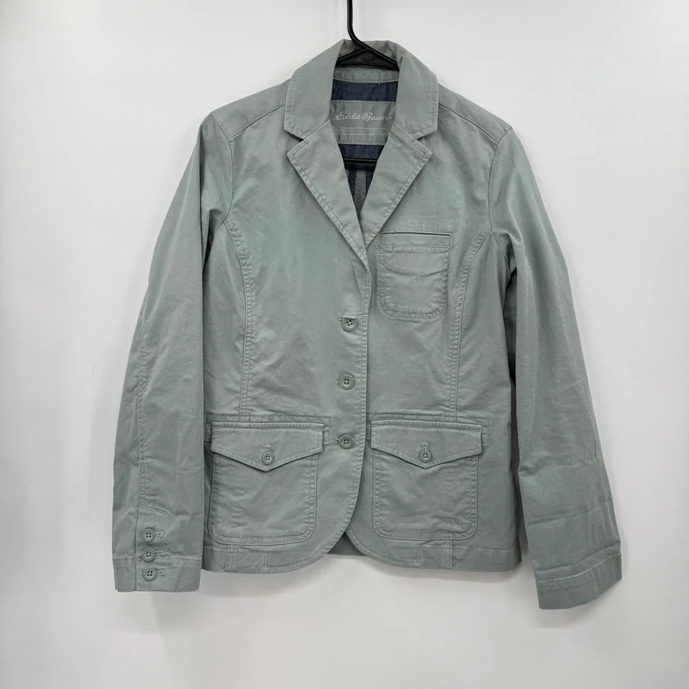 Eddie Bauer Womens Jacket Blazer Legendwash Stretch Light Green Size 4
